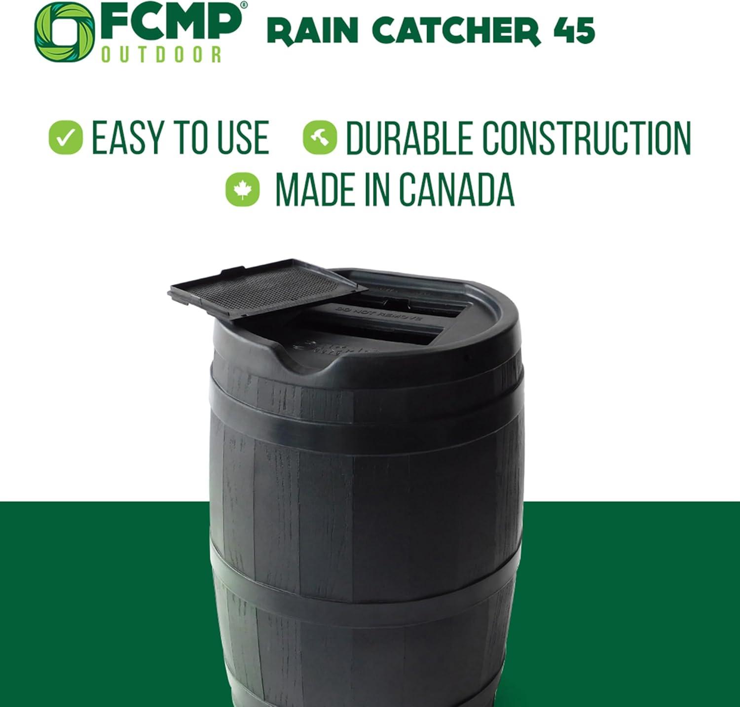 FCMP Outdoor FCMP Outdoor 45 Gallon Outdoor Rain Water Catcher Barrel Container, Black