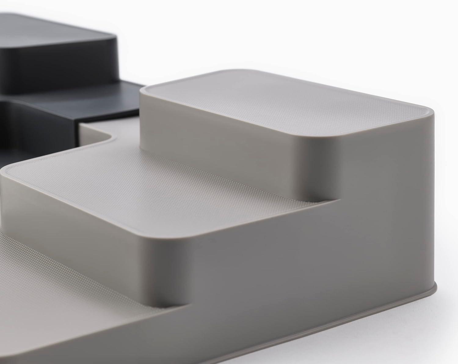 Expandable Gray Polypropylene 3-Tier Shelf Organizer for Cabinets