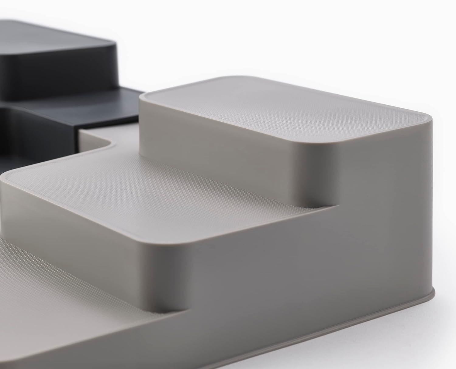 Expandable Gray Polypropylene 3-Tier Shelf Organizer for Cabinets