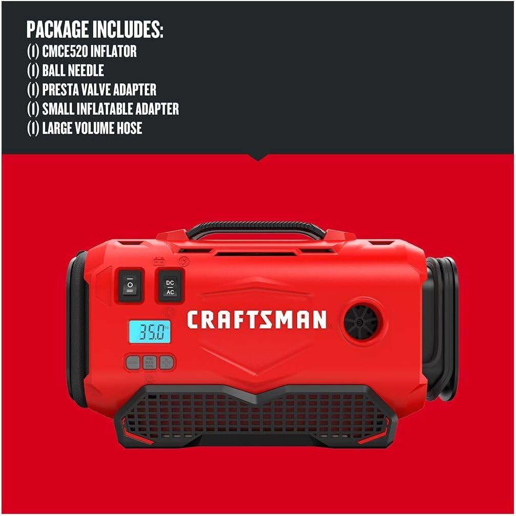 CRAFTSMAN V20 Inflator, Tool Only (CMCE520B),Red