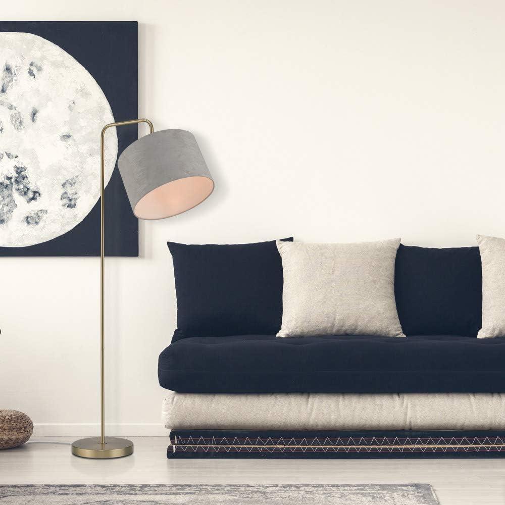 Globe Electric Barden 58" Brass Floor Lamp with Light Gray Velvet Shade, 67398