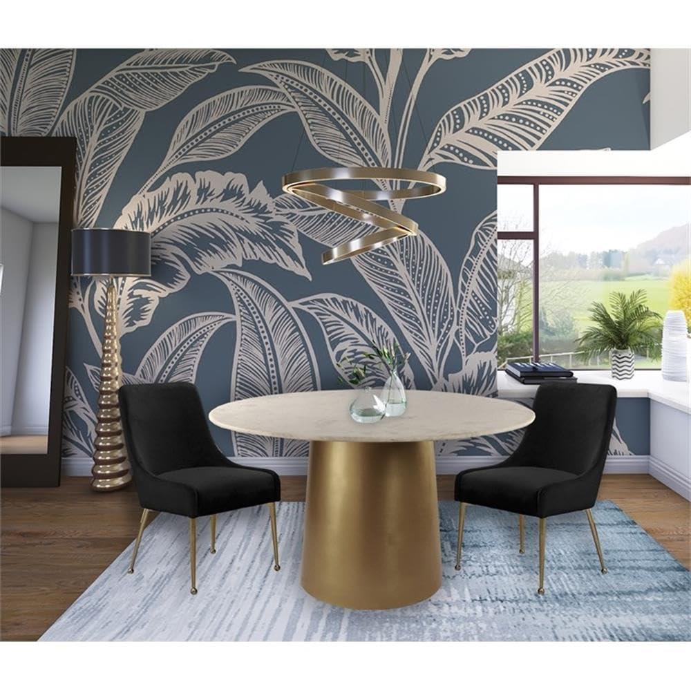 Meridian Furniture Owen 19.5"H Velvet Dining Chair in Black (Set of 2)