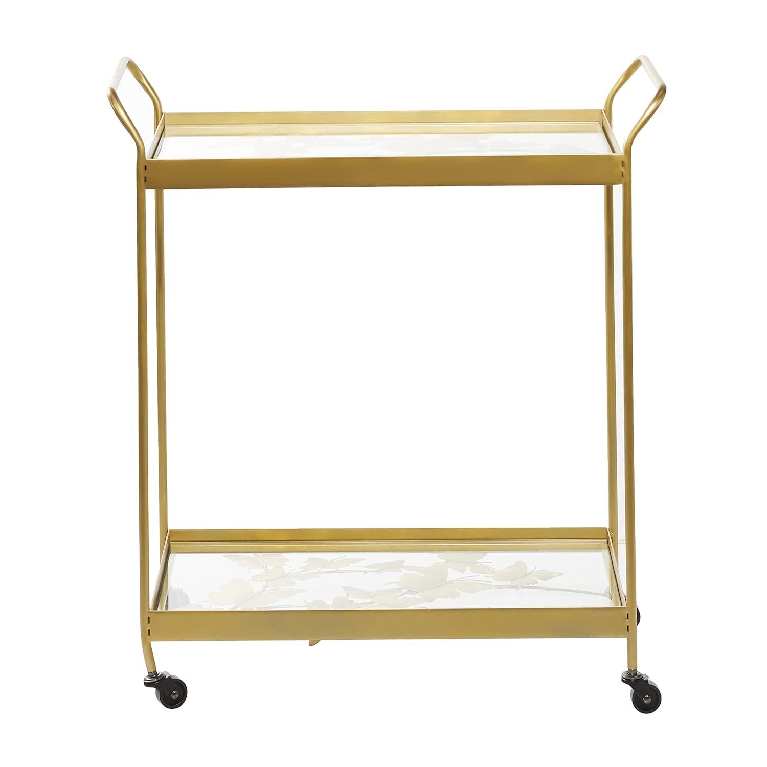 DecMode Metal Bar Cart Contemporary Gold