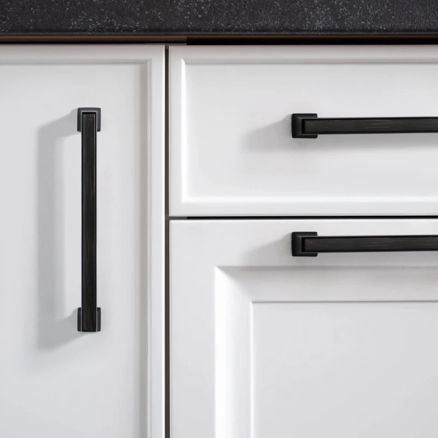 Alzassbg 10 Pack Oil Rubbed Bronze Cabinet Pulls, 5 Inch(128mm) Hole Center Cabinet Handles Kitchen Pulls for Cabinets and Drawer AL3071ORB