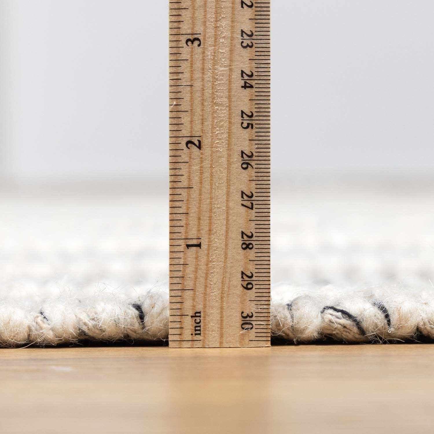 Hauteloom Huddlesford Boho Hand Woven Wool High Low Textured Area Rug - Farmhouse Southwestern Diamond Carpet for Living Room - Handmade Zig Zag Bubble Weave - Beige, White, Brown - 10' x 14'