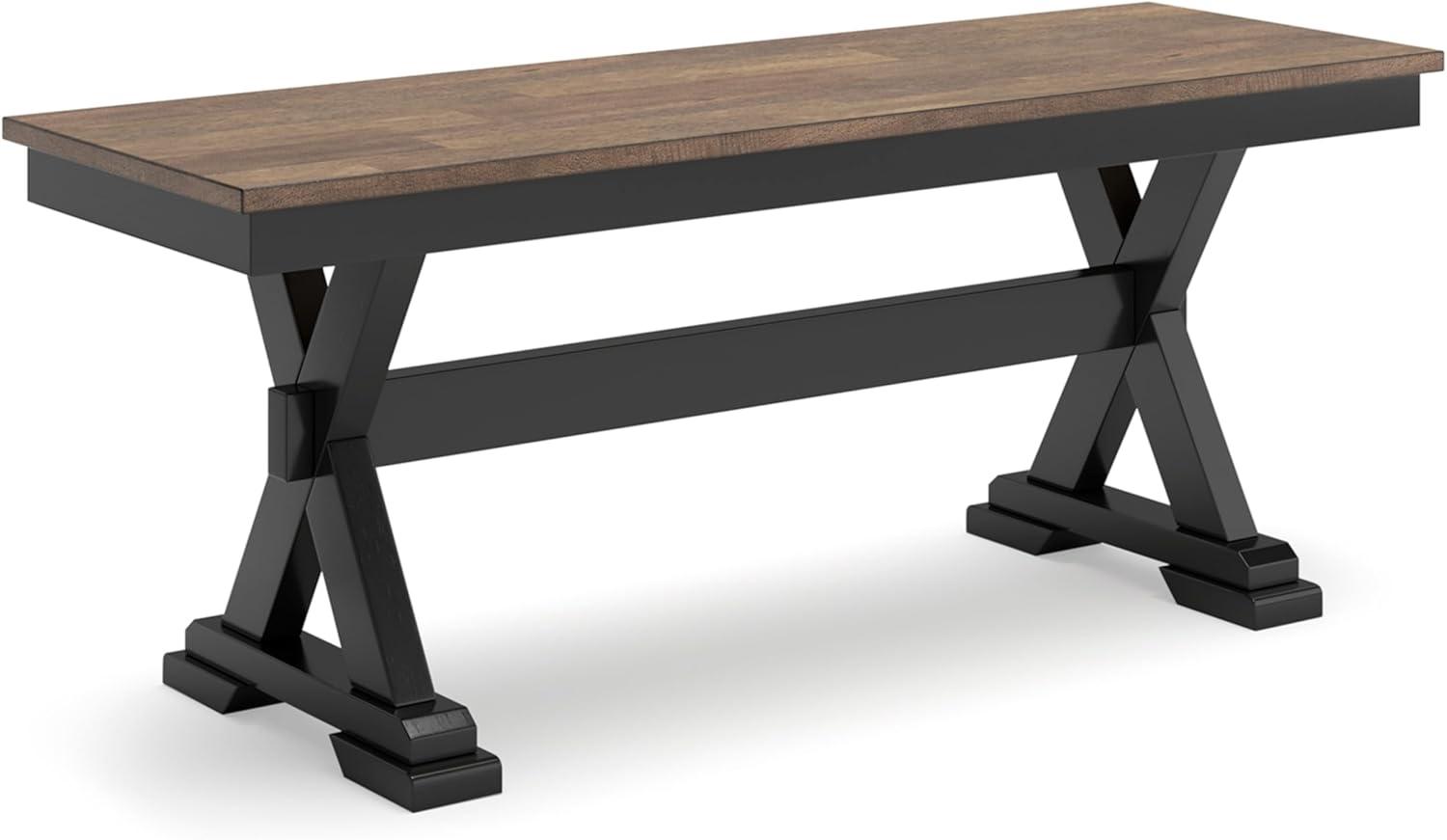 Wildenauer 48" Black and Brown Wood Dining Bench