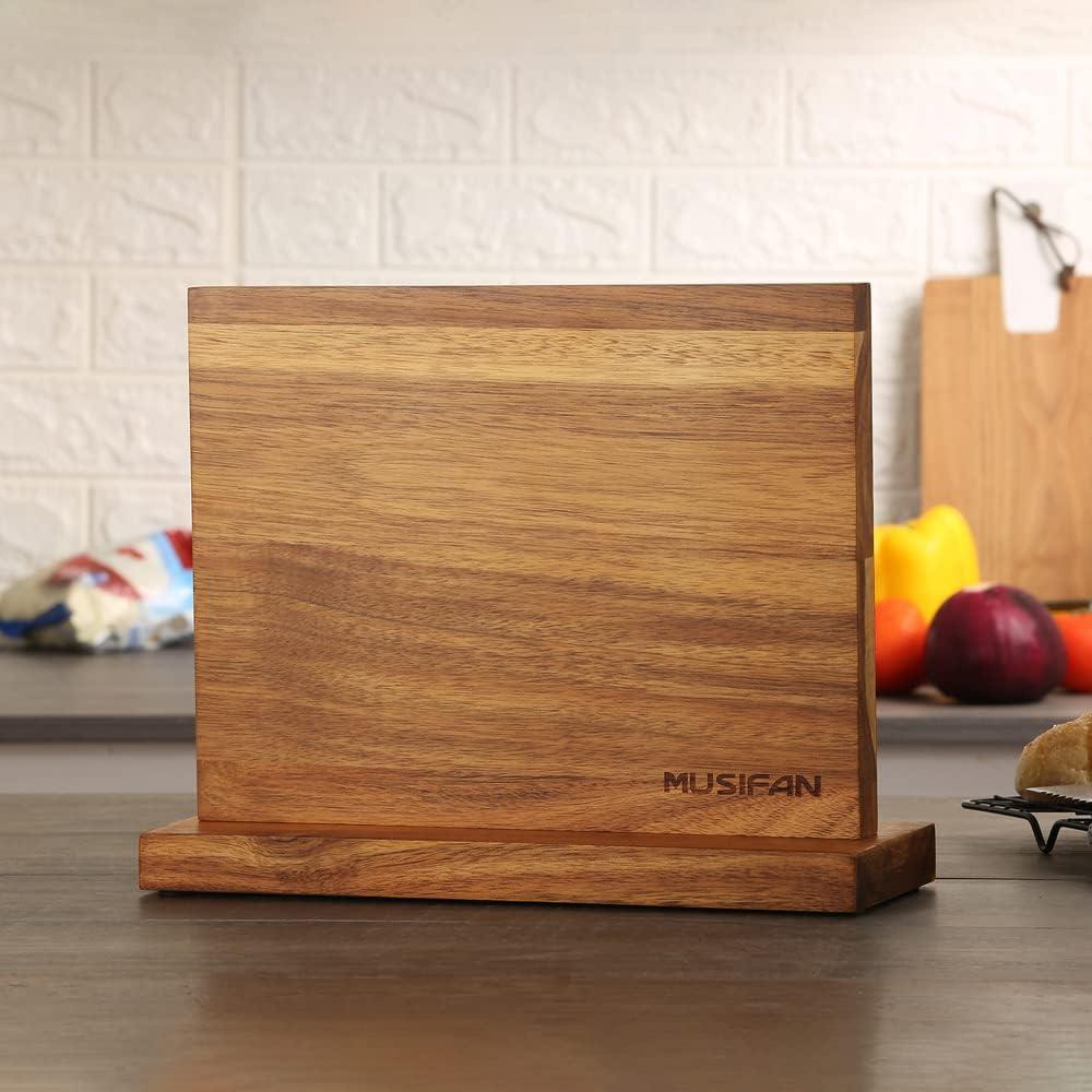 Acacia Wood Magnetic Knife Block Stand