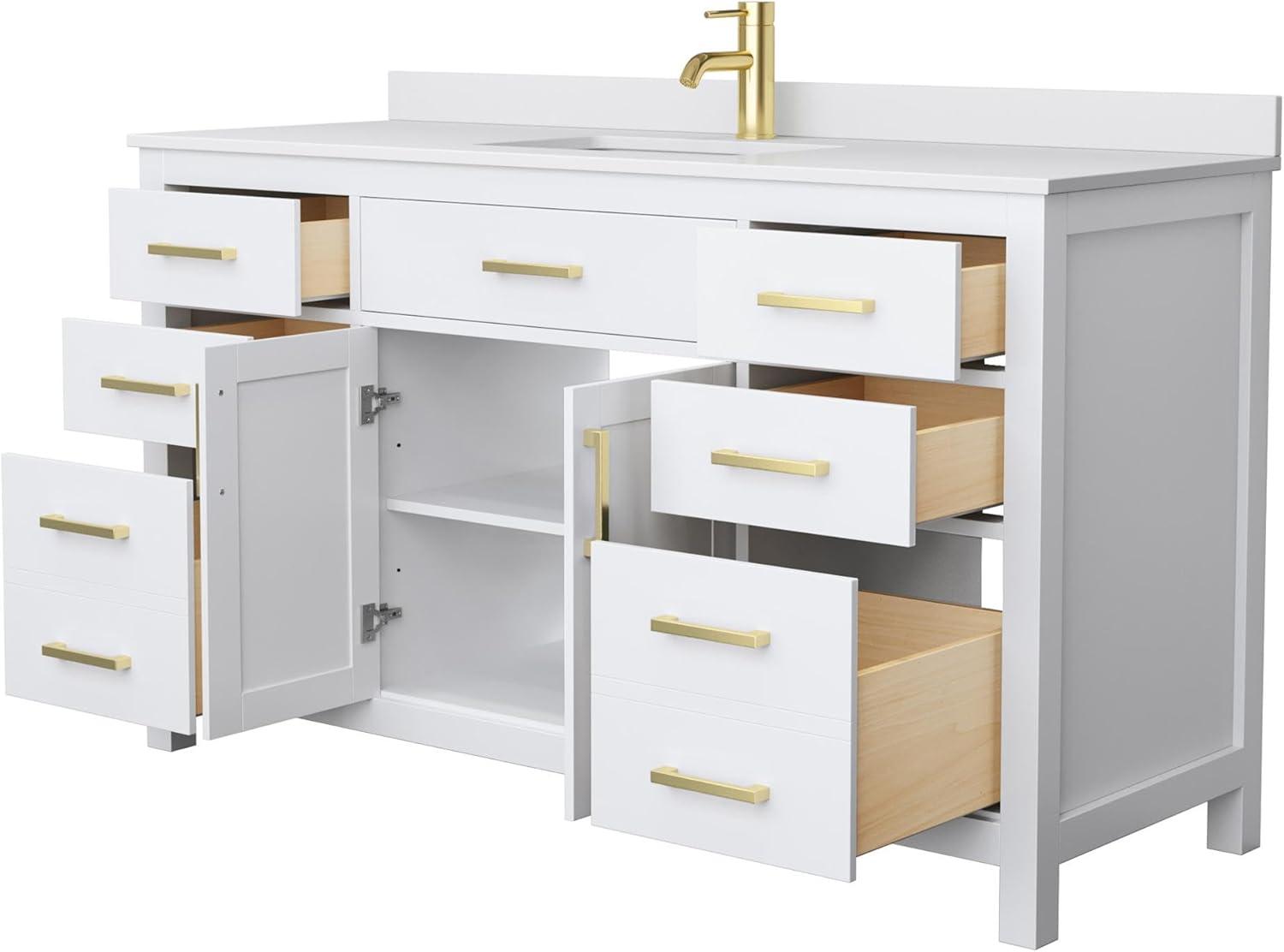 Beckett 60" Freestanding Single Bathroom Vanity with Cultured Marble Top