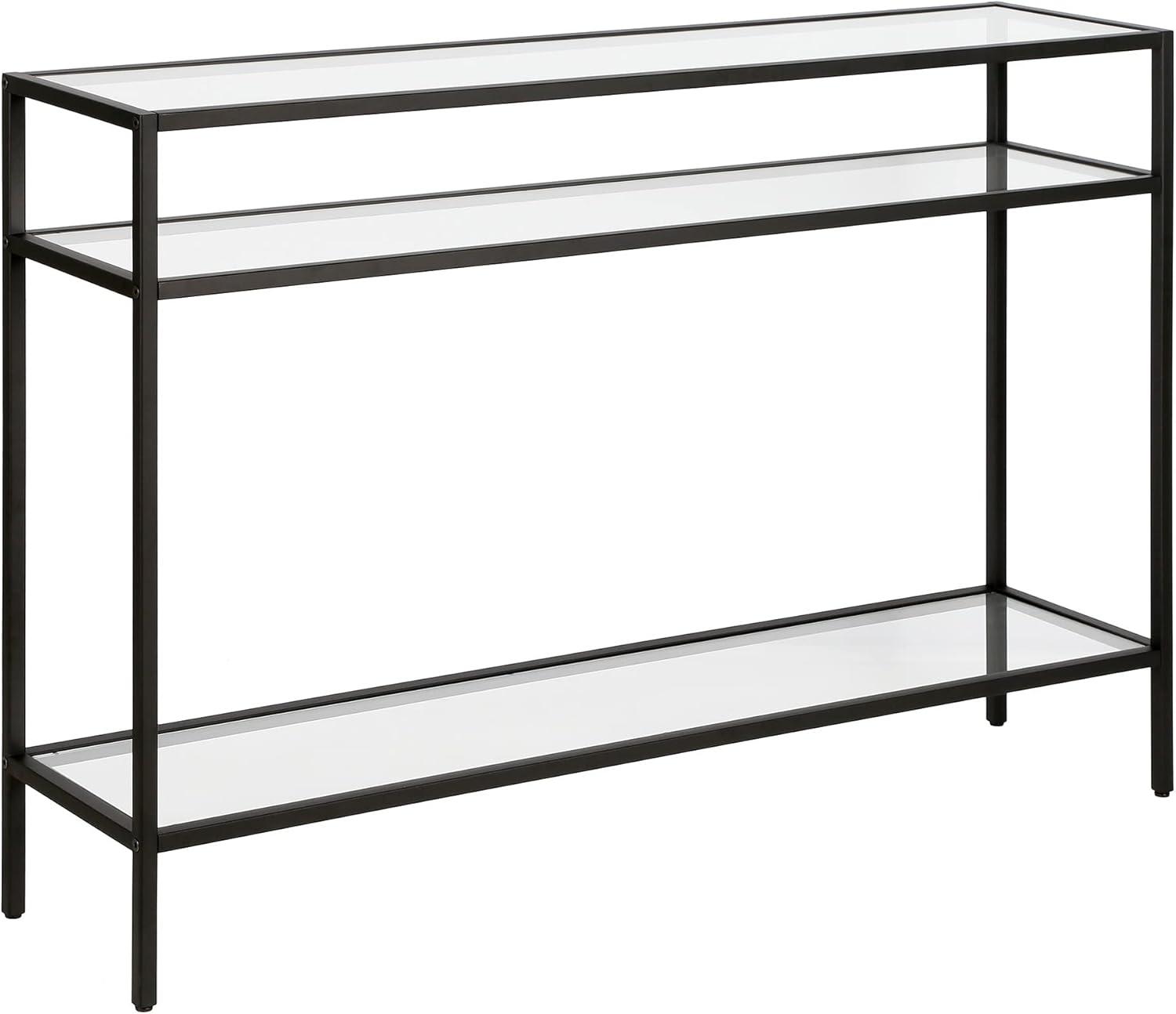 Evelyn&Zoe Siviline 42" Wide Rectangular Console Table, Blackened Bronze