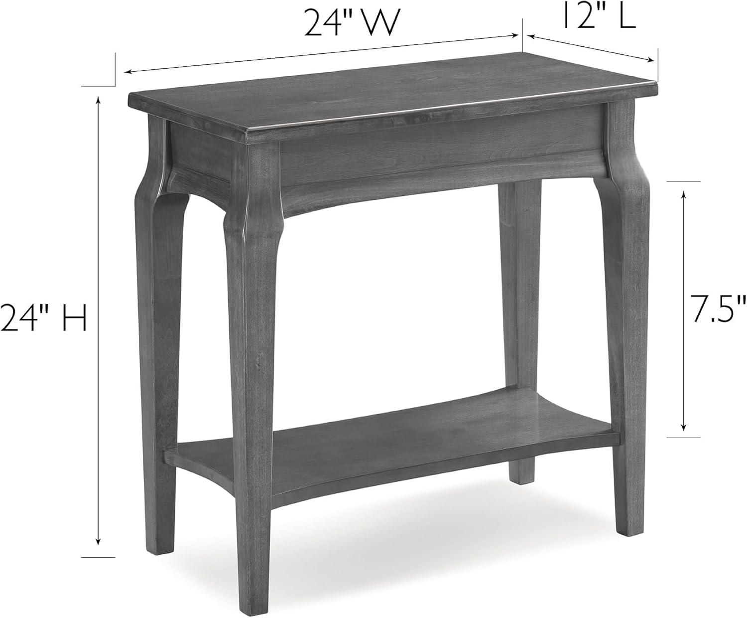 Leick Home Solid Wood Stratus 12 in. Narrow Side End Table with Shelf, Smoke Gray