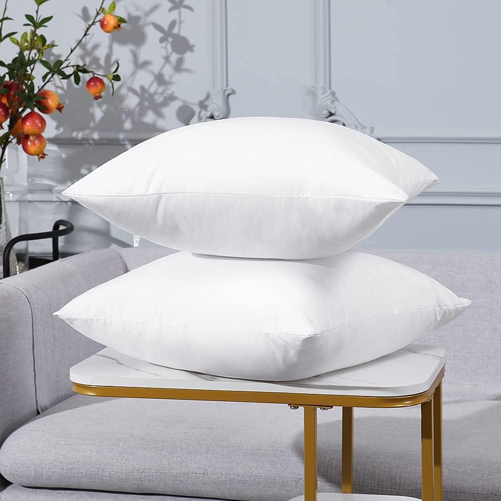 Set of 4 White Polyester 20x20 Throw Pillow Inserts