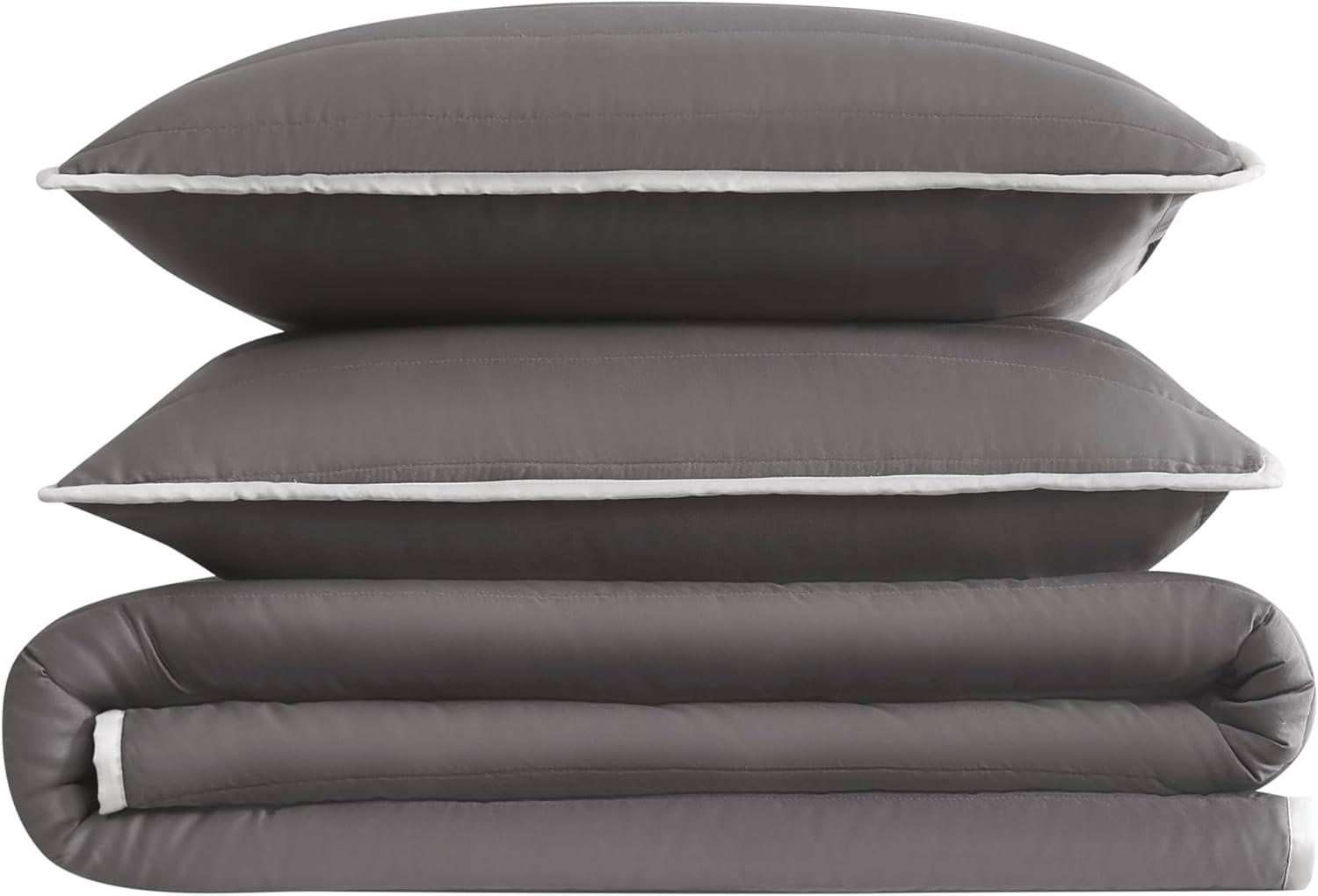 Christian Siriano 2pc Twin/Twin Extra Long Cotton Sateen Quilt Set Dark Gray