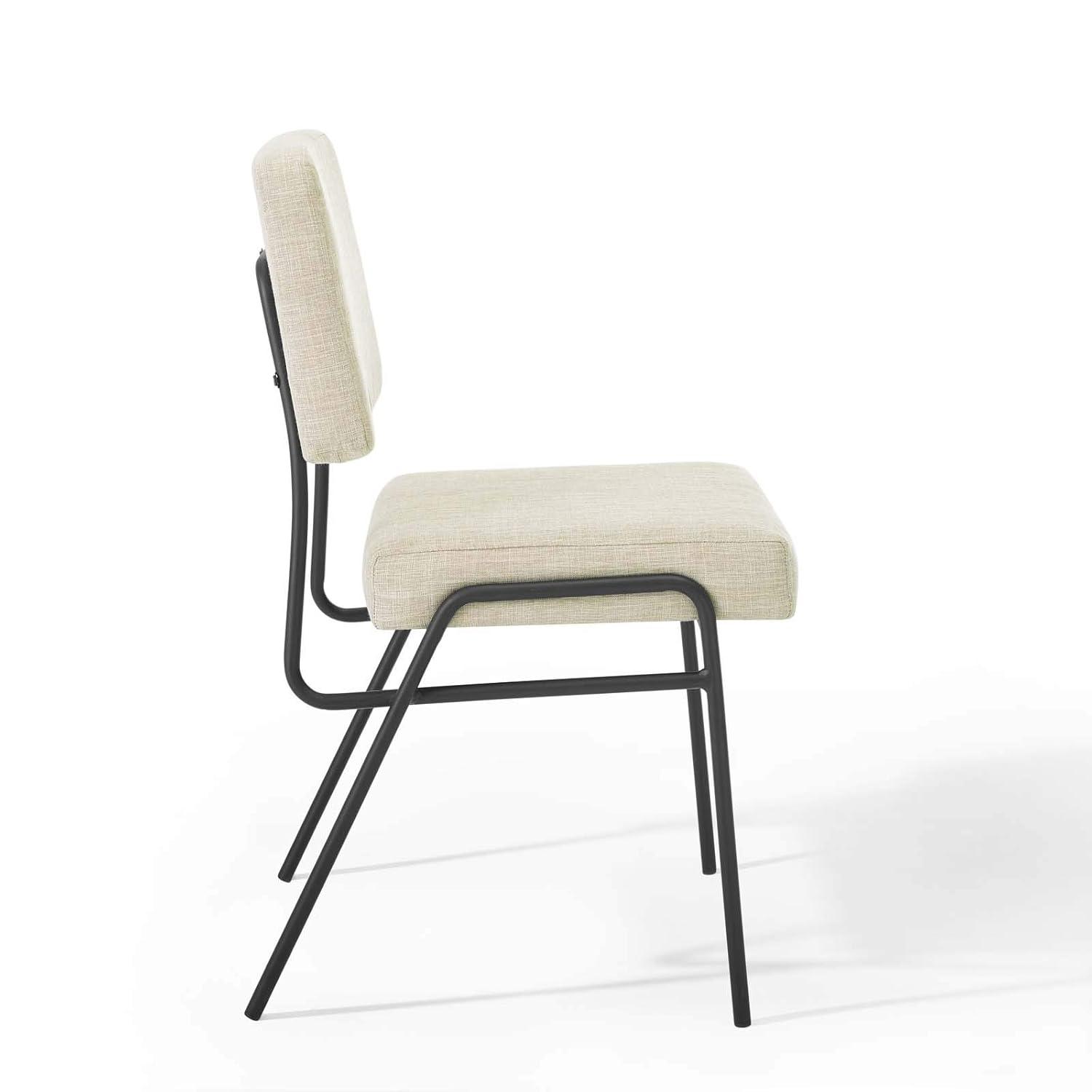 Modway Craft Dining Side Chair Upholstered Fabric Set of 2 in Black Beige