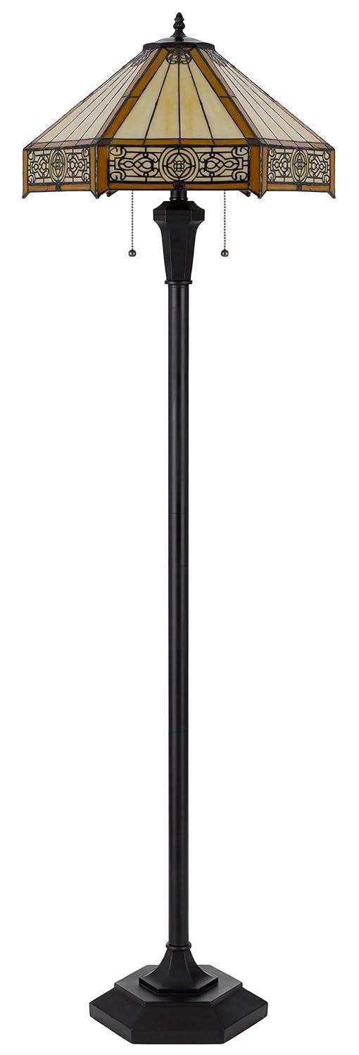 Cal Lighting 60W X 2 Metal/Resin Tiffany Table Lamp With Pull Chain Switches
