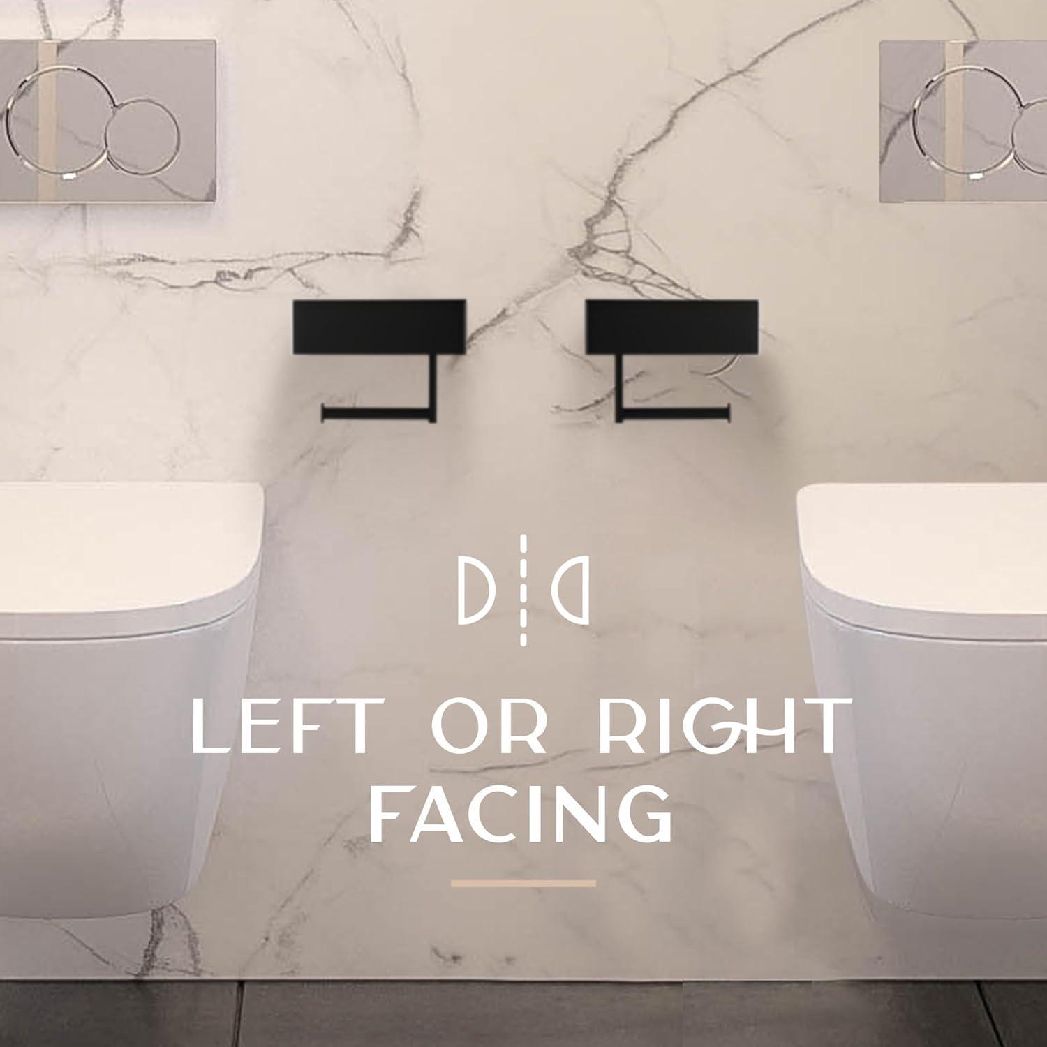 Large Matte Black Stainless Steel Toilet Paper Holder with Shelf