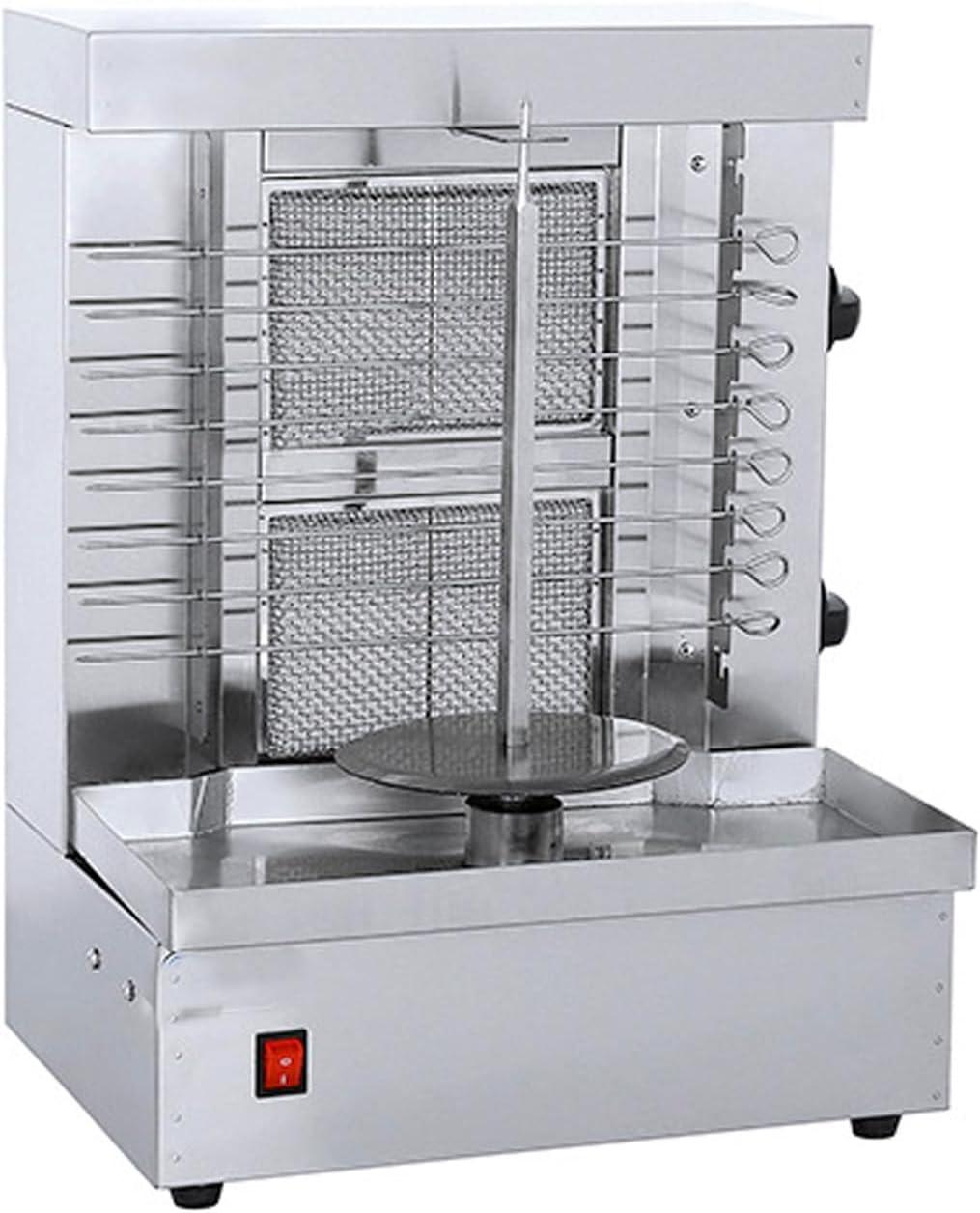 Homira Vertical Shawarma Machine - 2 Burner Rotisserie Grill, Doner Kebab and Tacos Al Pastor Machine with 10 Kebab Skewers