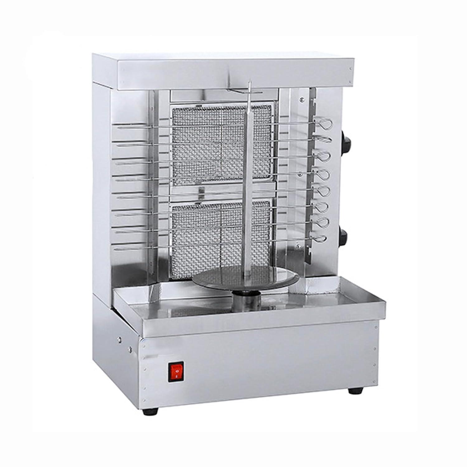 Homira Vertical Shawarma Machine - 2 Burner Rotisserie Grill, Doner Kebab and Tacos Al Pastor Machine with 10 Kebab Skewers
