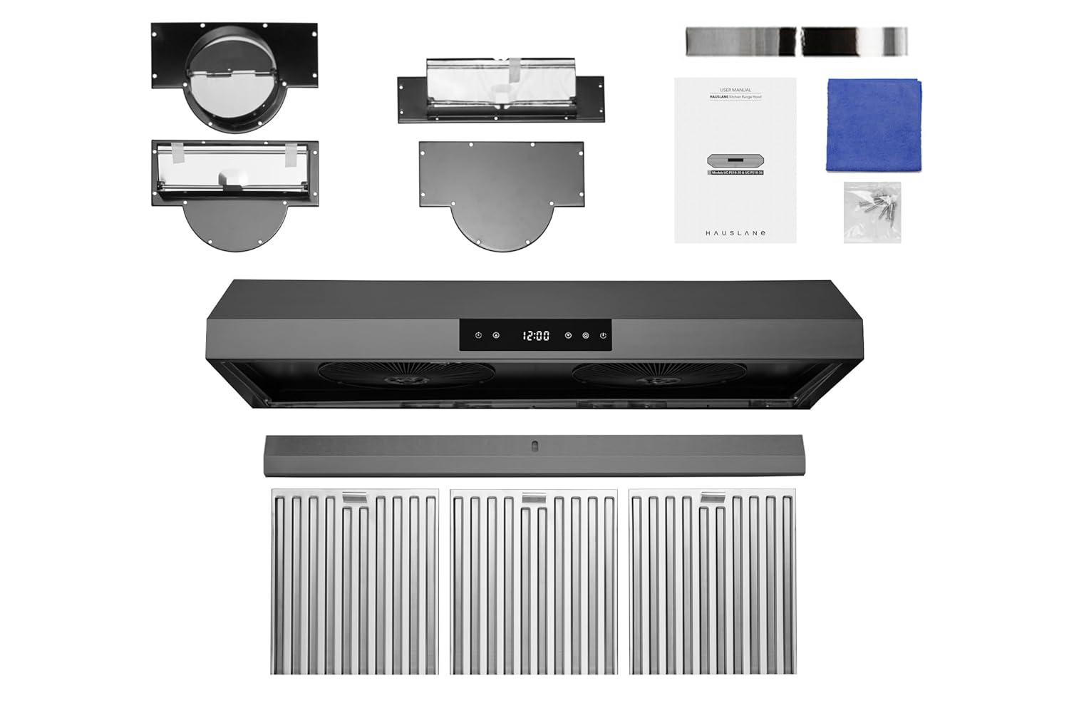 Hauslane Hauslane Range Hood 30 Inch - Under Cabinet Range Hood 30" Stainless Steel Kitchen Hood, Vent Hood 30 Inches, Stove Vent Hood for Kitchen, Vent Hoods 30 Inch with LED - Chef Series PS18 UC-PS18BSS-36