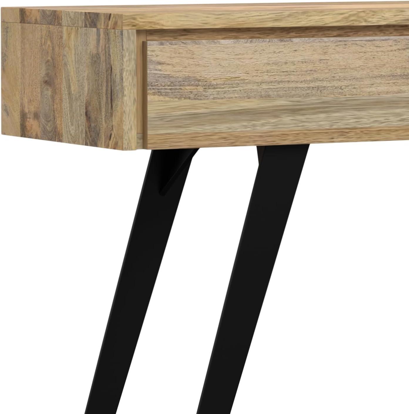 Lowry 60"W Solid Wood Modern Industrial Storage Console Table with 3 Storage Drawers and Metal Legs