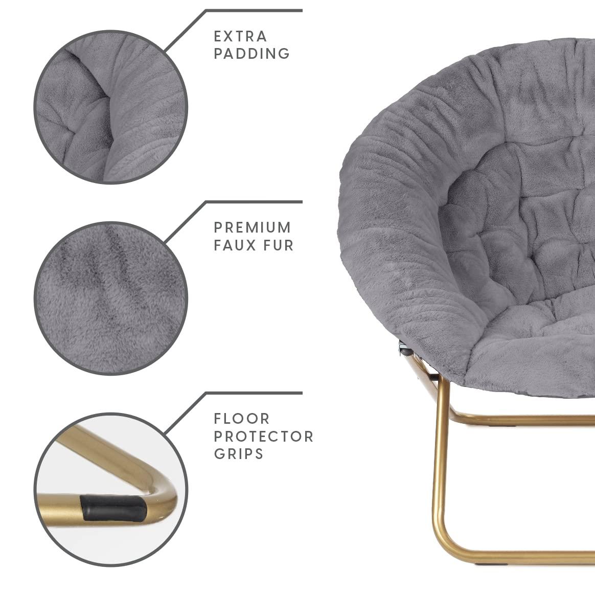 Milliard Cozy Faux Fur Saucer Chair X-Large, Gray