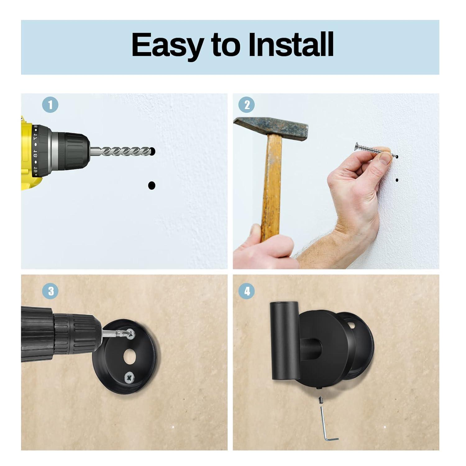 Kruodop Towel Hooks for Bathroom,6 Packs Wall Mount Towel Holder,Black Matte Wall Robe Hook,Stainless Steel Heavy Duty Door Hanger Towel Hook for Kitchen, Bedroom,Hotel,Pool,Coats - Black