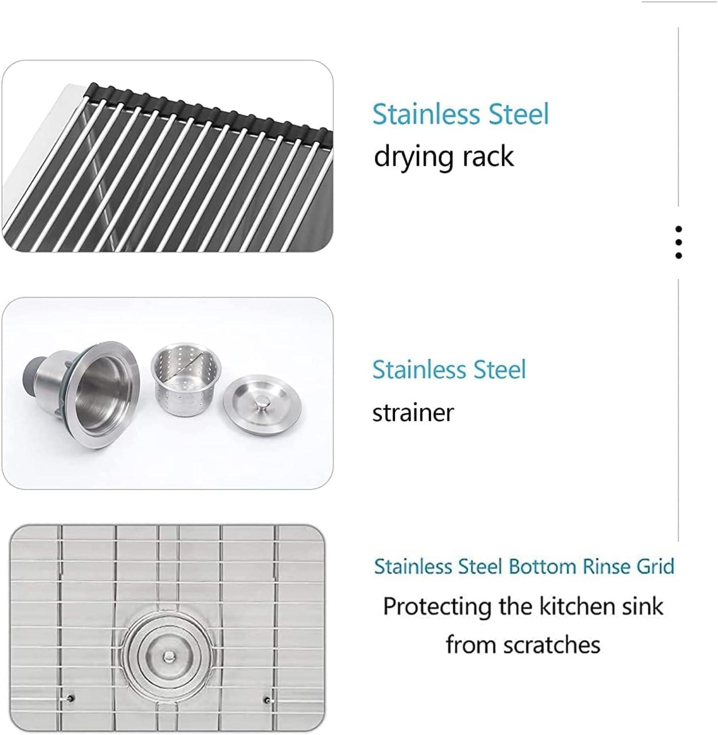 Lordear Undermount Kitchen Sinks 23 inch Small Undermount Bar Sink,16-Gauge Stainless Steel Single Bowl Bar Prep Kitchen Sink One Basin 23x18x10 Inch Handmade