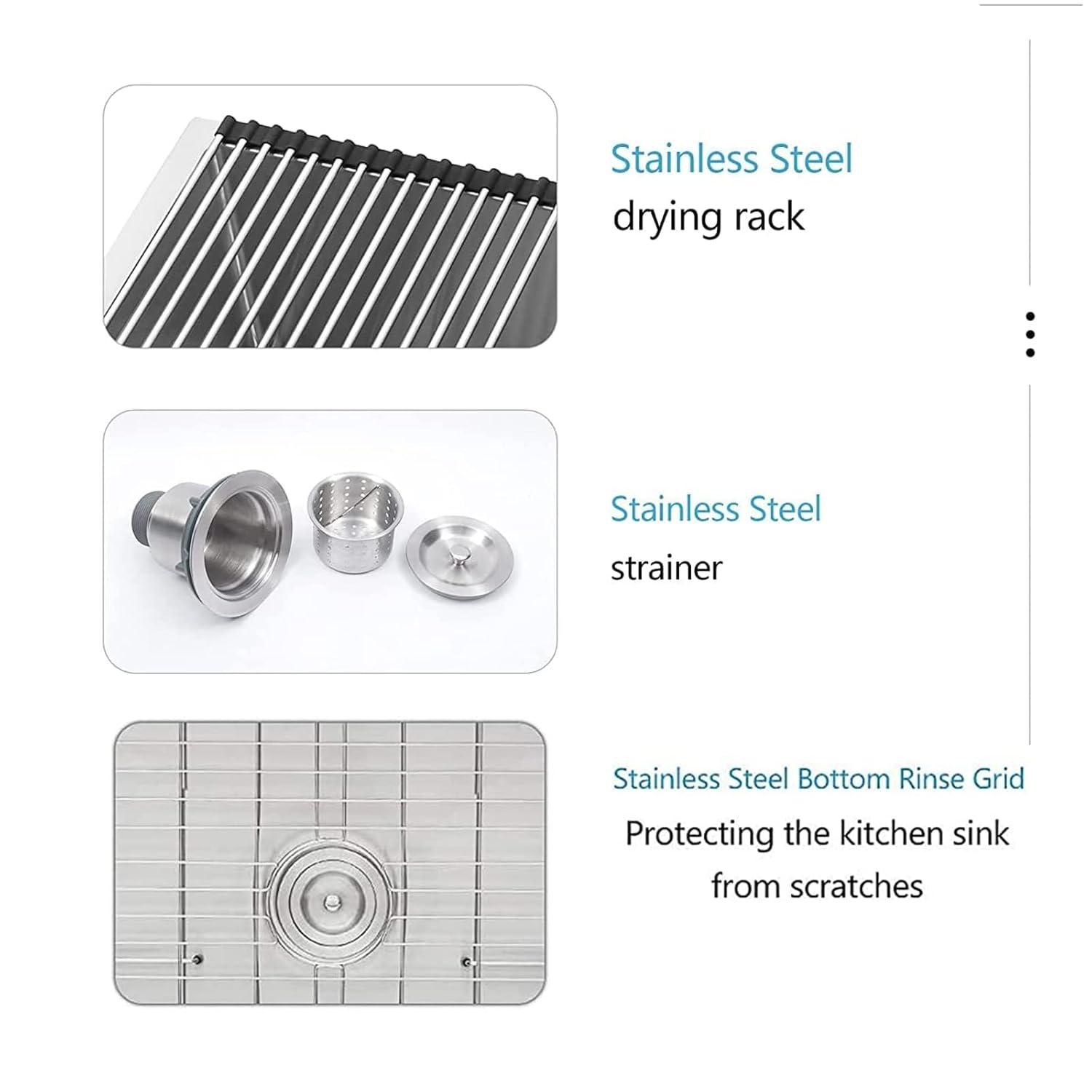 Lordear Undermount Kitchen Sinks 23 inch Small Undermount Bar Sink,16-Gauge Stainless Steel Single Bowl Bar Prep Kitchen Sink One Basin 23x18x10 Inch Handmade