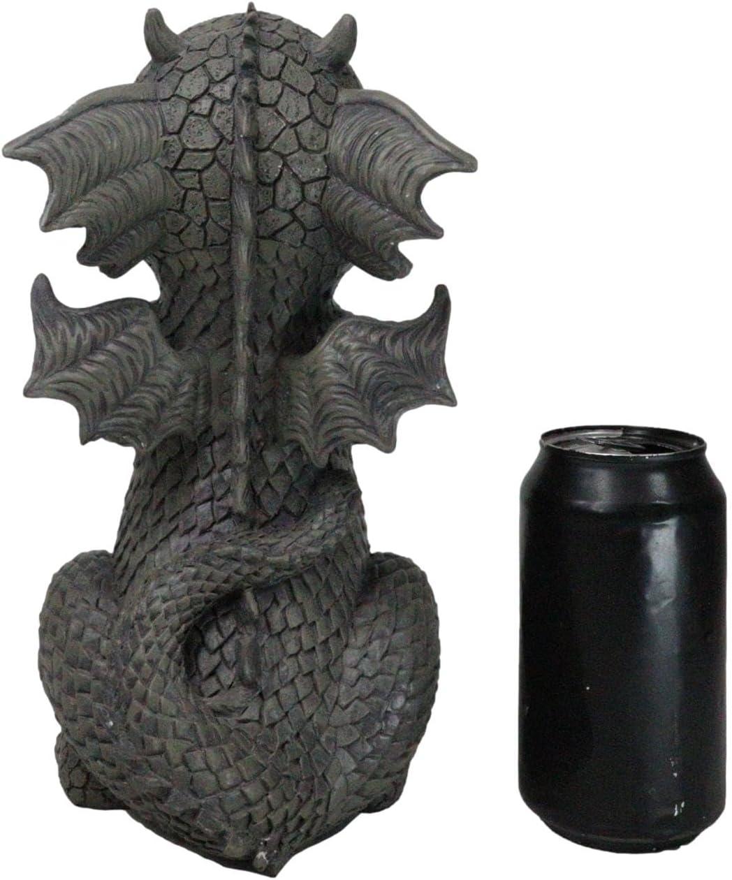 Whimsical Gray Resin Begging Garden Dragon Statue