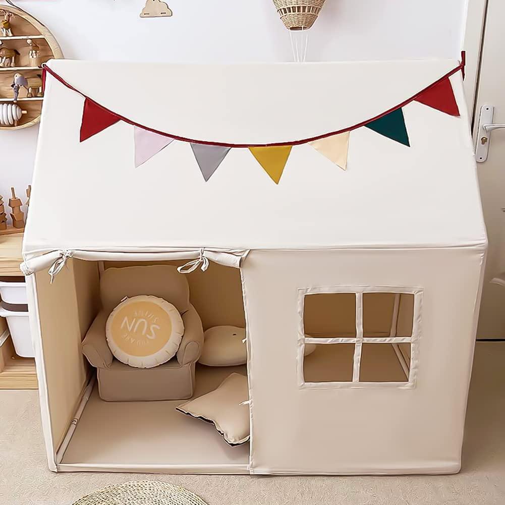 Kids Tent Indoor Playhouse, Kids Play Tent Large Kid Playhouse Tent Toys Toddler Tent Play House with Pennant Banners C80