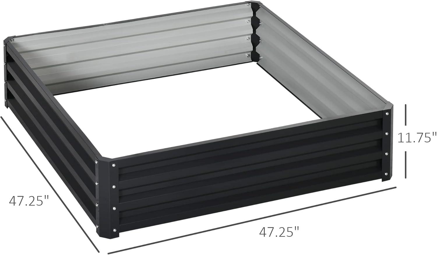 Outsunny 4' x 4' x 1' Galvanized Raised Garden Bed, Planter Raised Bed with Steel Frame for Vegetables, Flowers, Plants and Herbs, Gray