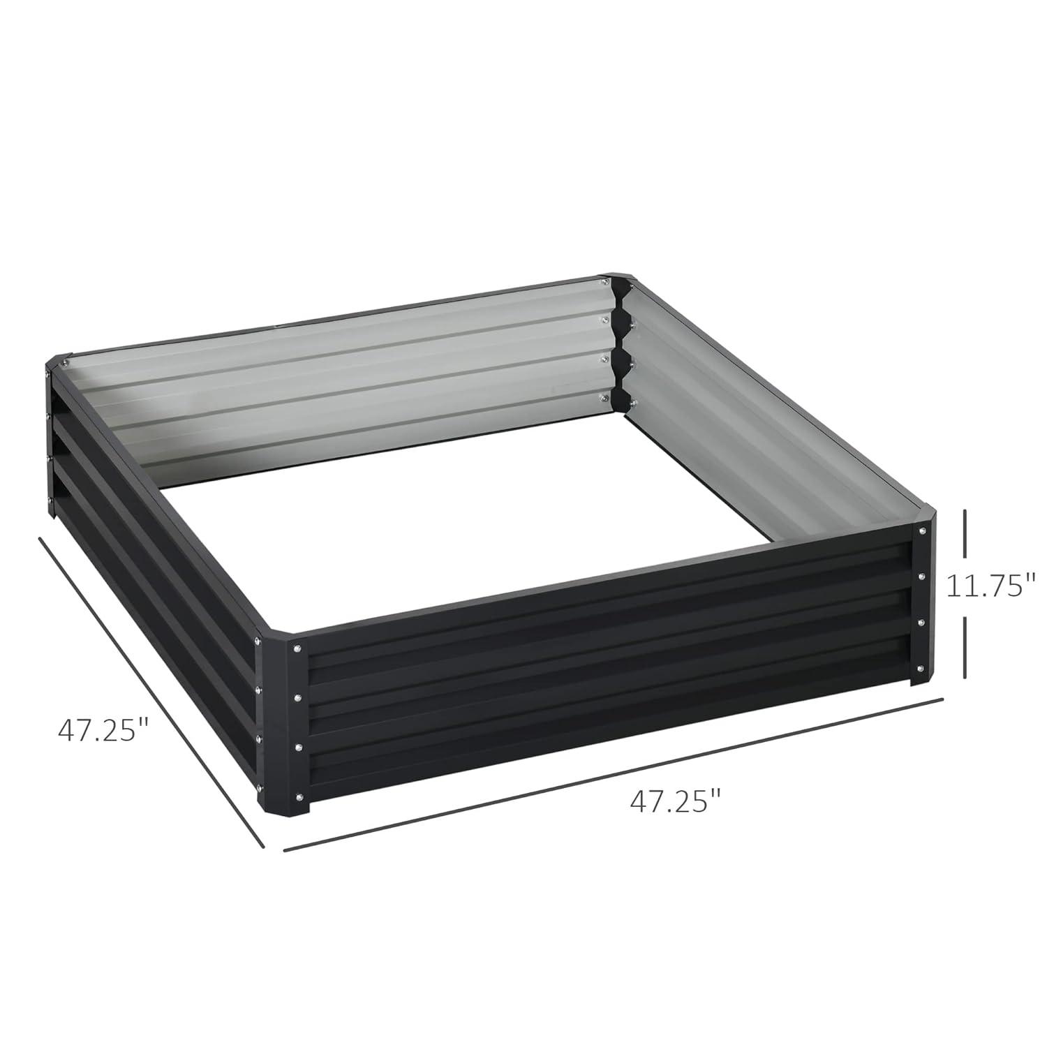 Outsunny 4' x 4' x 1' Galvanized Raised Garden Bed, Planter Raised Bed with Steel Frame for Vegetables, Flowers, Plants and Herbs, Gray