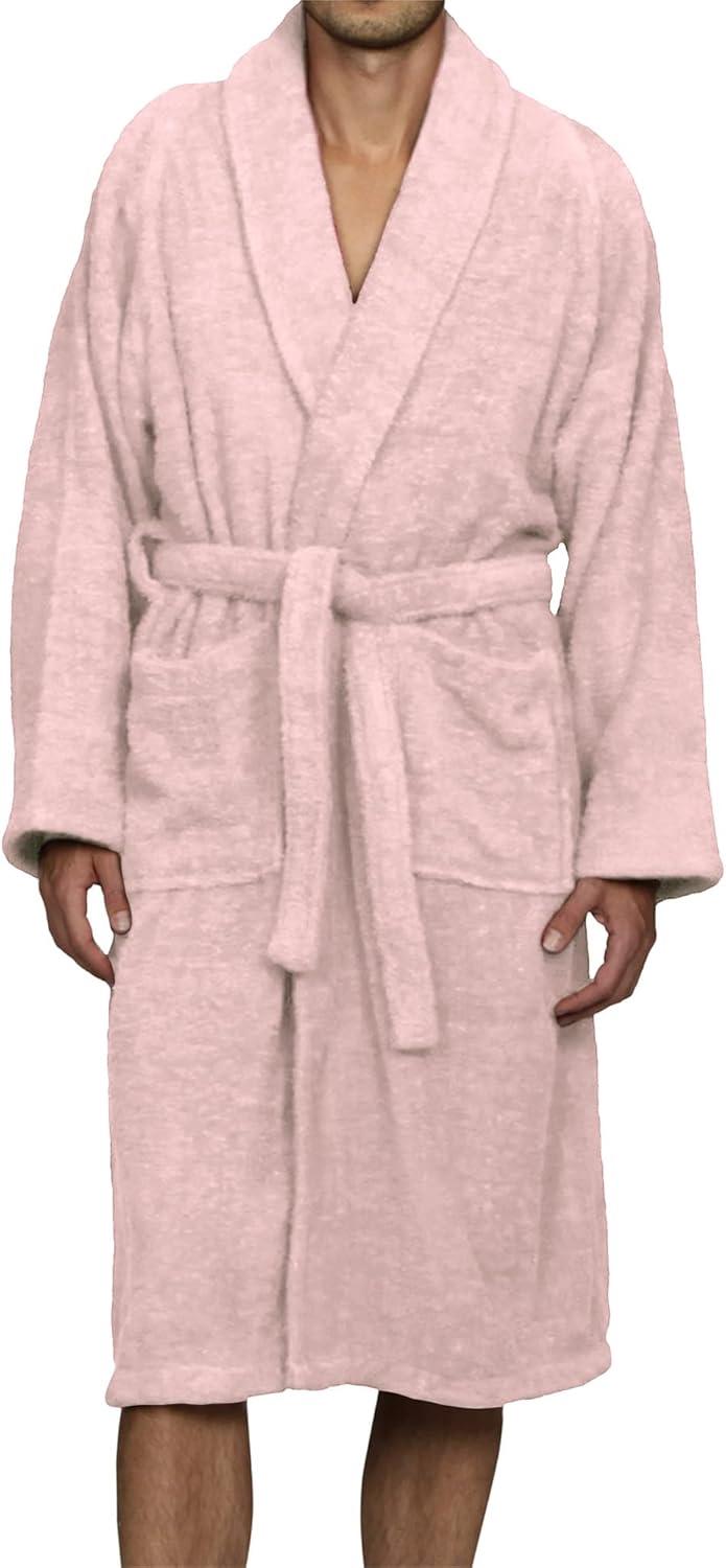 Superior Cotton Terry Adult Unisex Soft Lightweight Bathrobe, Extra-Large, Pink