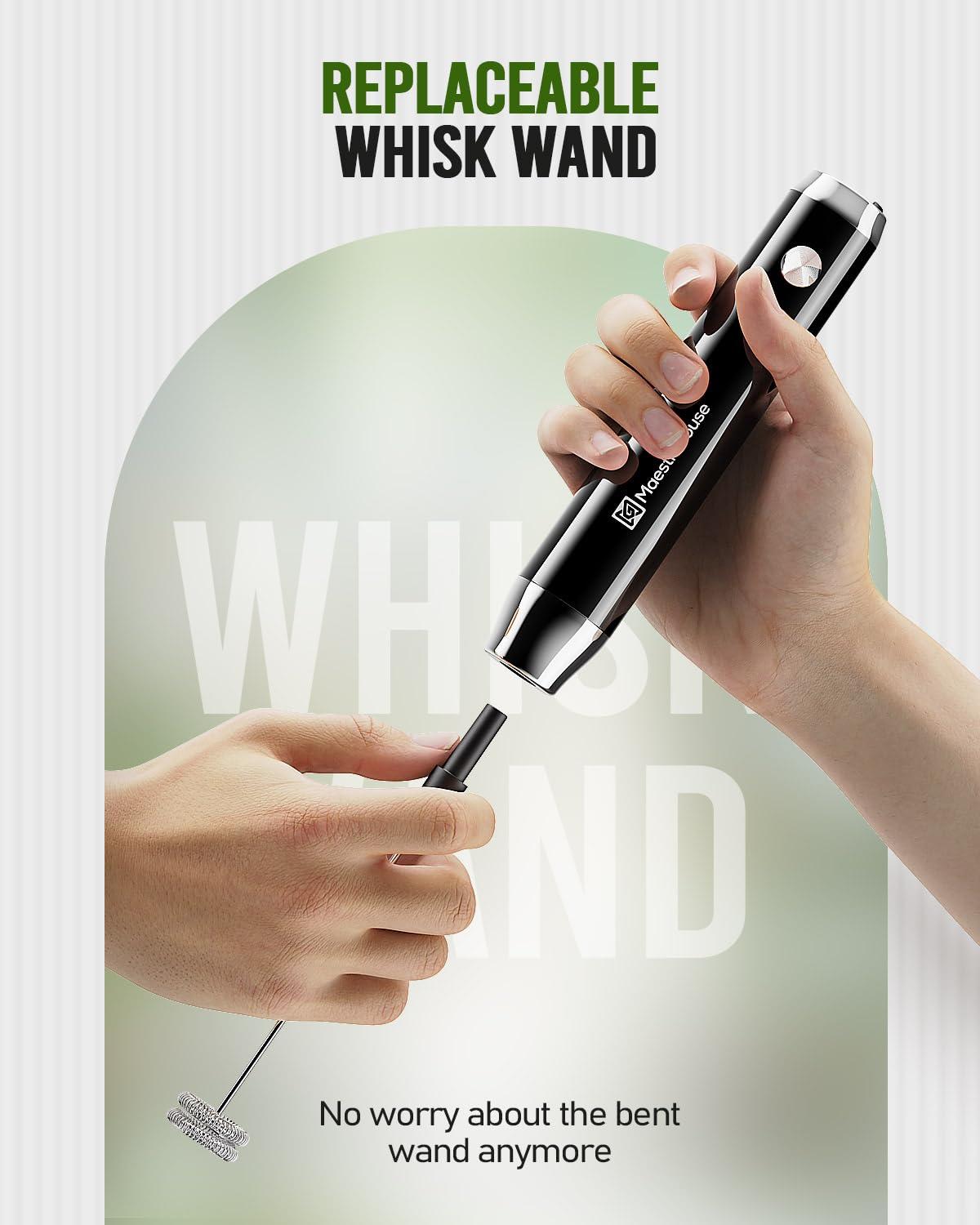 MASTER CRAFT WINDOW AND DOOR Rechargeable Milk Frother With Stand, Handheld Electric Foam Maker Waterproof Detachable Stainless Steel Whisk Drink Mixer Foamer For Lattes, Cappuccino