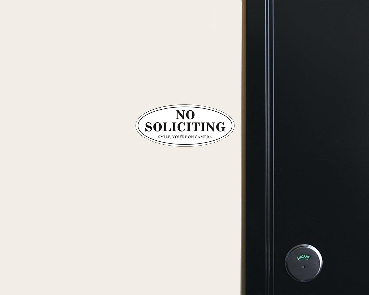 No Soliciting Sign, No Solicitors Sign for Front Door, 2 Pack Self-Adhesive Aluminum Metal No Solitation Do Not Knock or Ring Bell Sign, 7.0 x 3.0 inches Weather Resistant Signs for Home Doorbell Busi