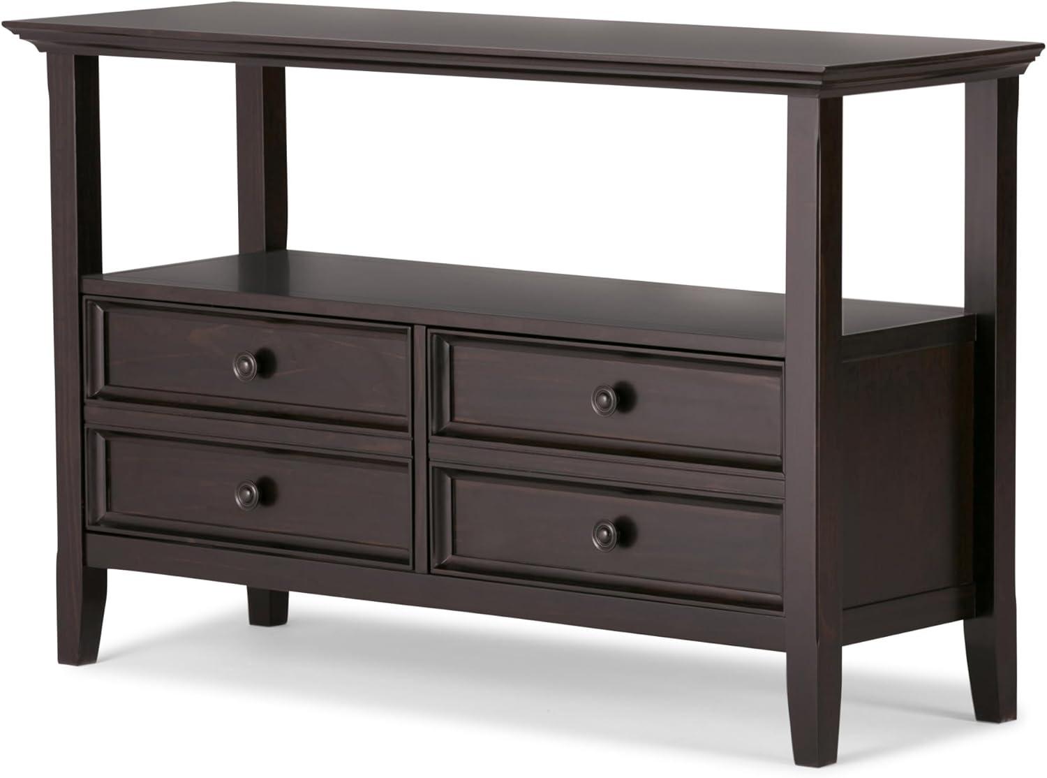 Simpli Home Amherst Solid Wood Console Table with Storage Drawers Hickory Brown