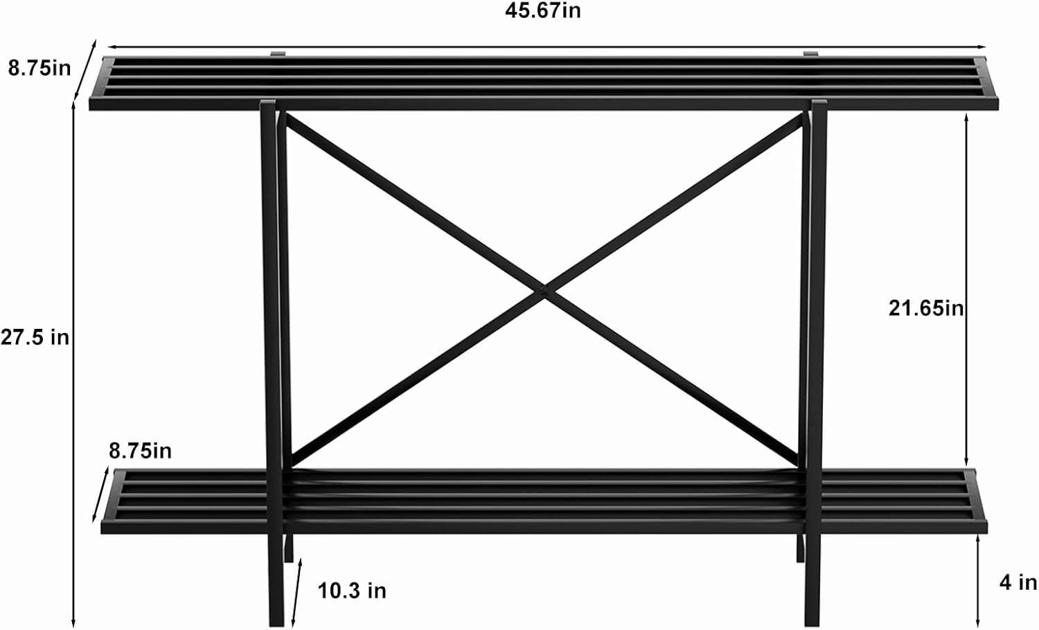 2 Tier Metal Sturdy Heavy Plant Stand, Narrow Plant Stand Indoor and Outdoor, L35.43 x W10.3 x H27.5 inch, 440 LBS Capacity & Heavy Duty Construction