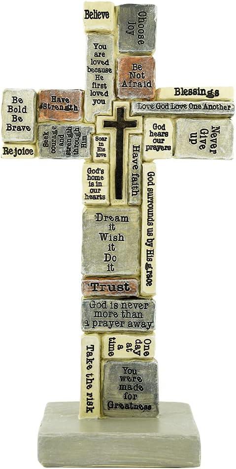 Inspirational Rectangular Resin Cross with Base