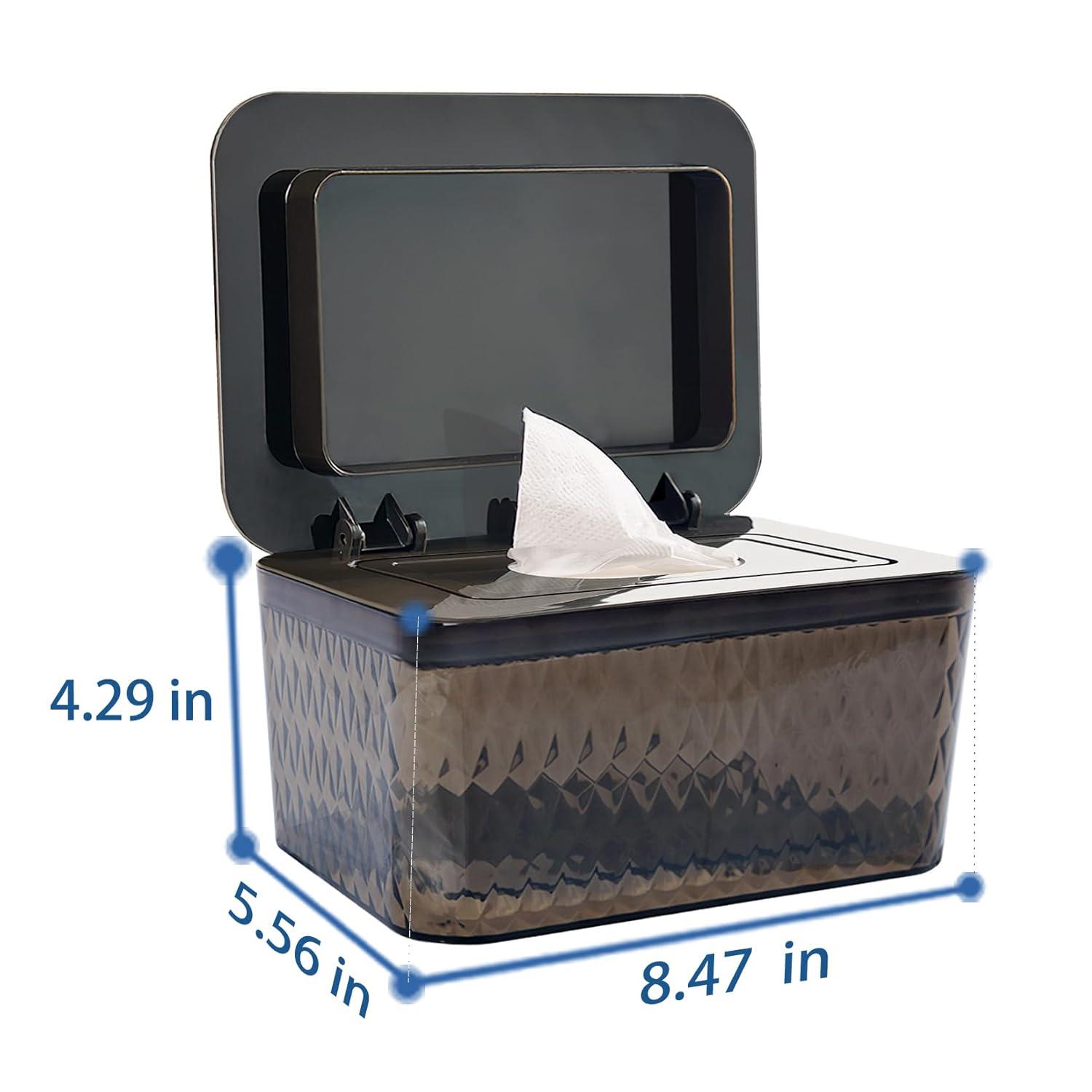 Hswt Wipes Dispenser Seal-Designed Wipe Dispenser Holder Wipes Case Box for Bathroom Keep Wipes Fresh, Dust-Proof & Non-Slip (6.7"x 4.7"x3.35")
