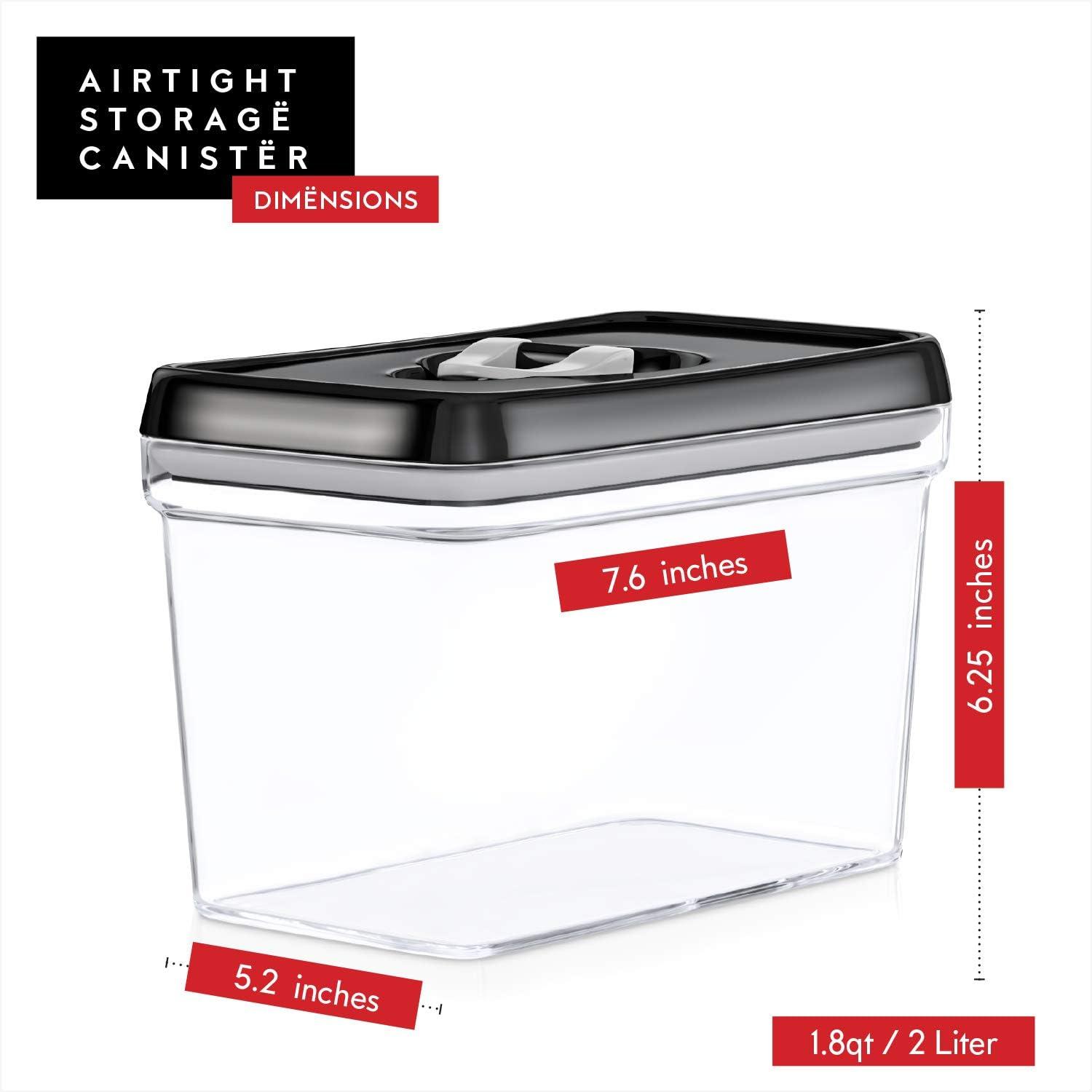 Clear Plastic Airtight Food Storage Containers with Black Lids, Set of 4