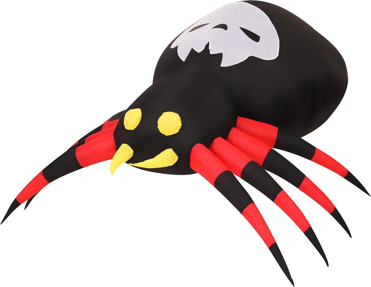 5.9-Ft. Wide Inflatable Black and Red Spider with Multi-Color Disco Lights