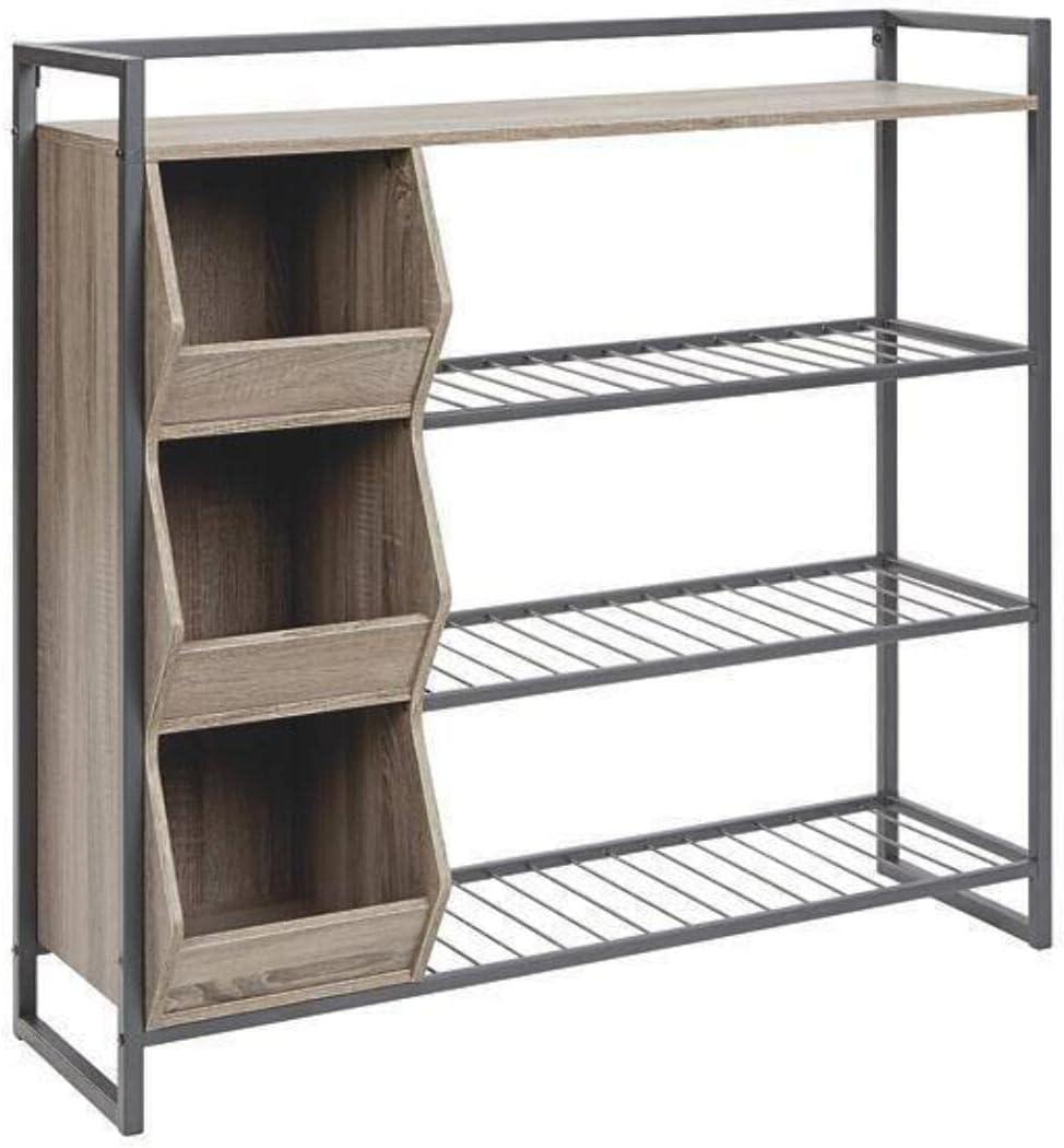 Signature Design by Ashley Casual Maccenet Shoe Rack  Grayish Brown/Gunmetal