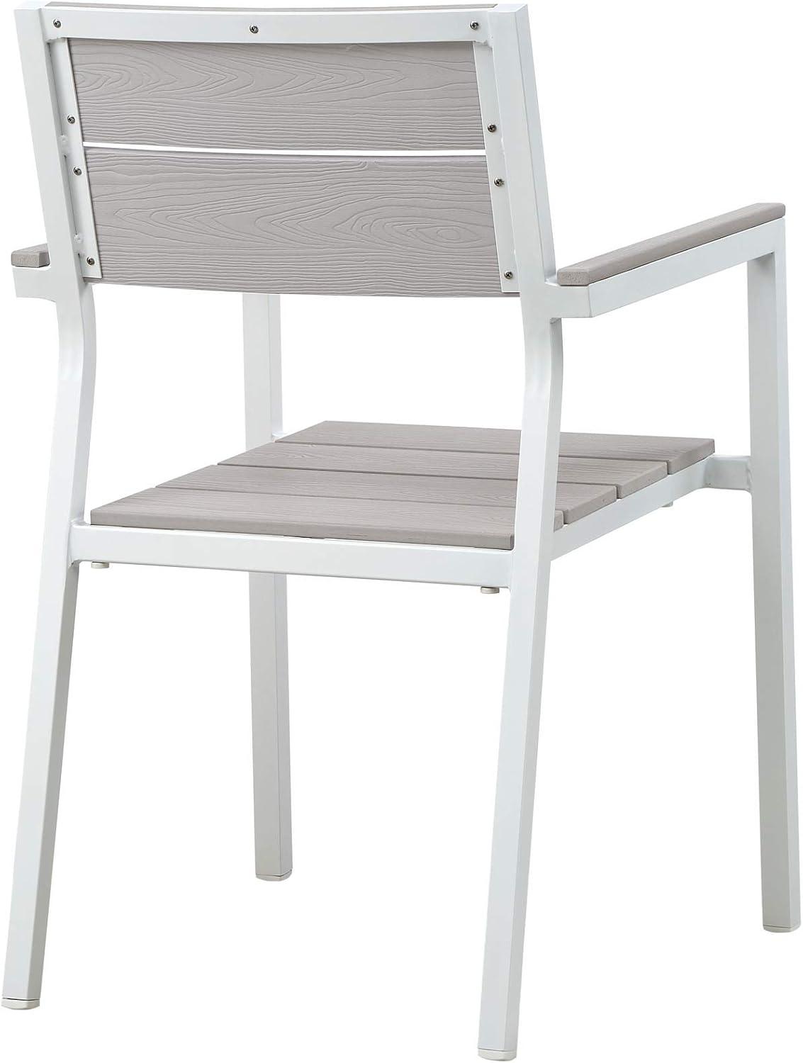 BSD National Supplies Maine Aluminum Outdoor Patio Two Arm Chairs in White Light Gray by Modway (Set of 2)