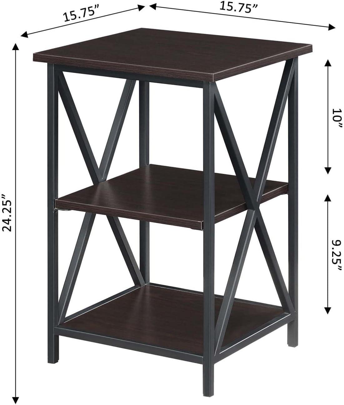 Convenience Concepts Tucson End Table with Shelves, Espresso/Black