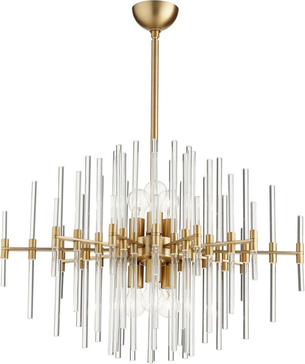 Aged Brass and Glass Contemporary Pendant Light