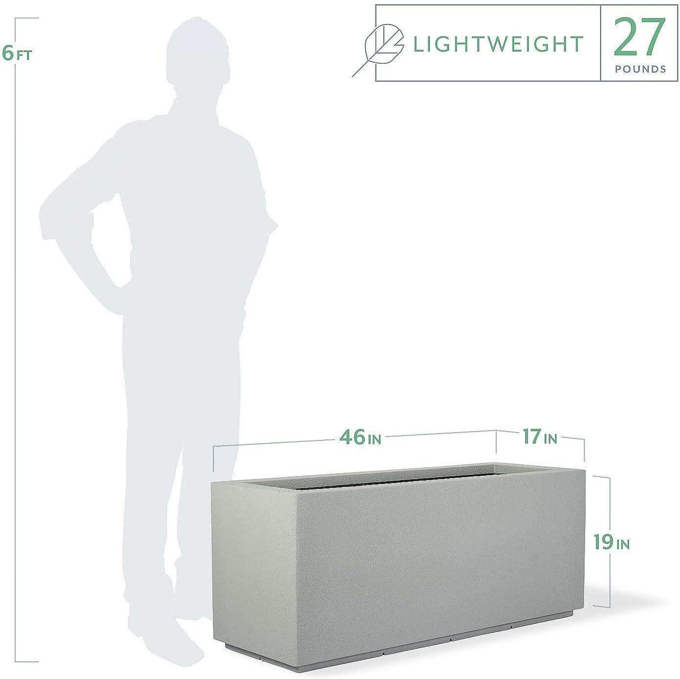 Milan Tall 46 in. x 17 in. Concrete Gray Composite Trough