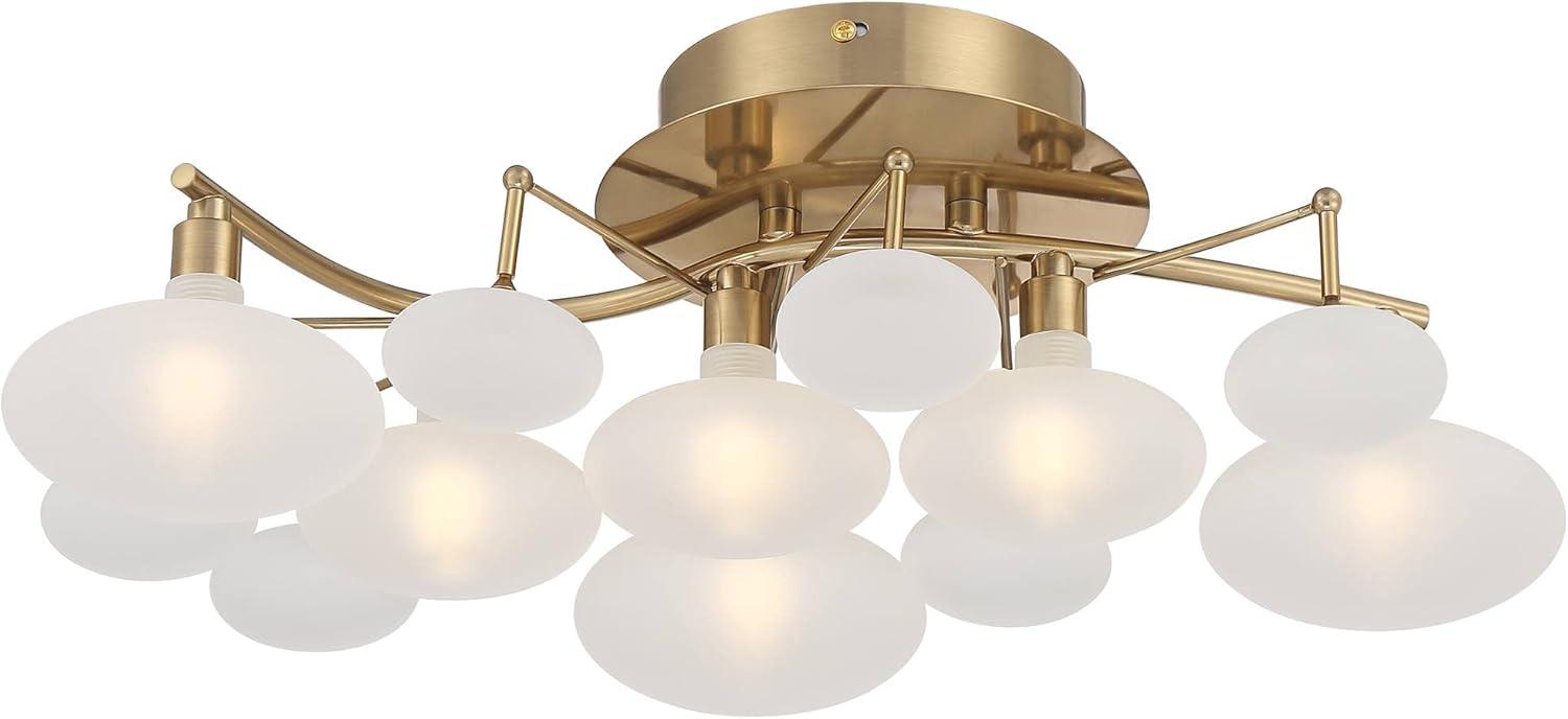 Possini Euro Design Modern Ceiling Light Semi Flush Mount Fixture 19 1/4" Wide Soft Gold 6-Light Opal Glass Shade Bedroom Kitchen