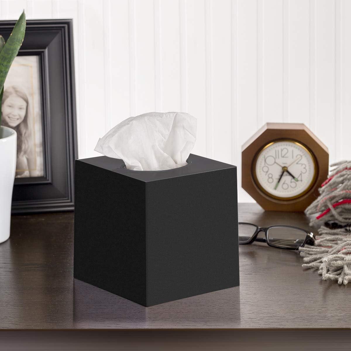 Dwellza Home Square Plastic Decorative Facial Tissue Box Cover Fits Any Vanity Countertop, Bedroom Dresser, Office, Or Bathroom Decor