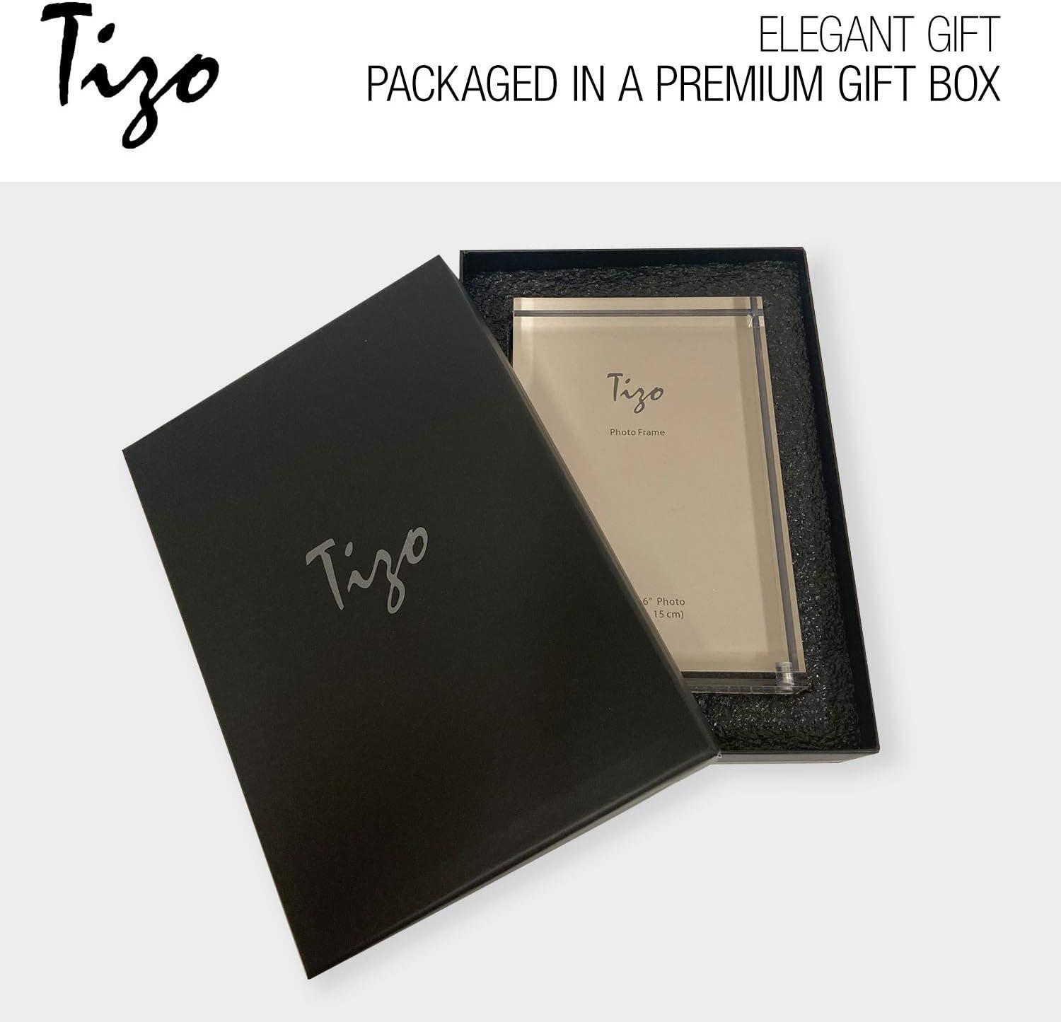 TIZO Design Vertical 4x6 Lucite Picture Frame, Durable 1 Inch Thick Clear Lucite Magnetic Closures, Elegant & Practical Boutique Quality Photo Frame (Multiple Colors Available) (With Gift Box)