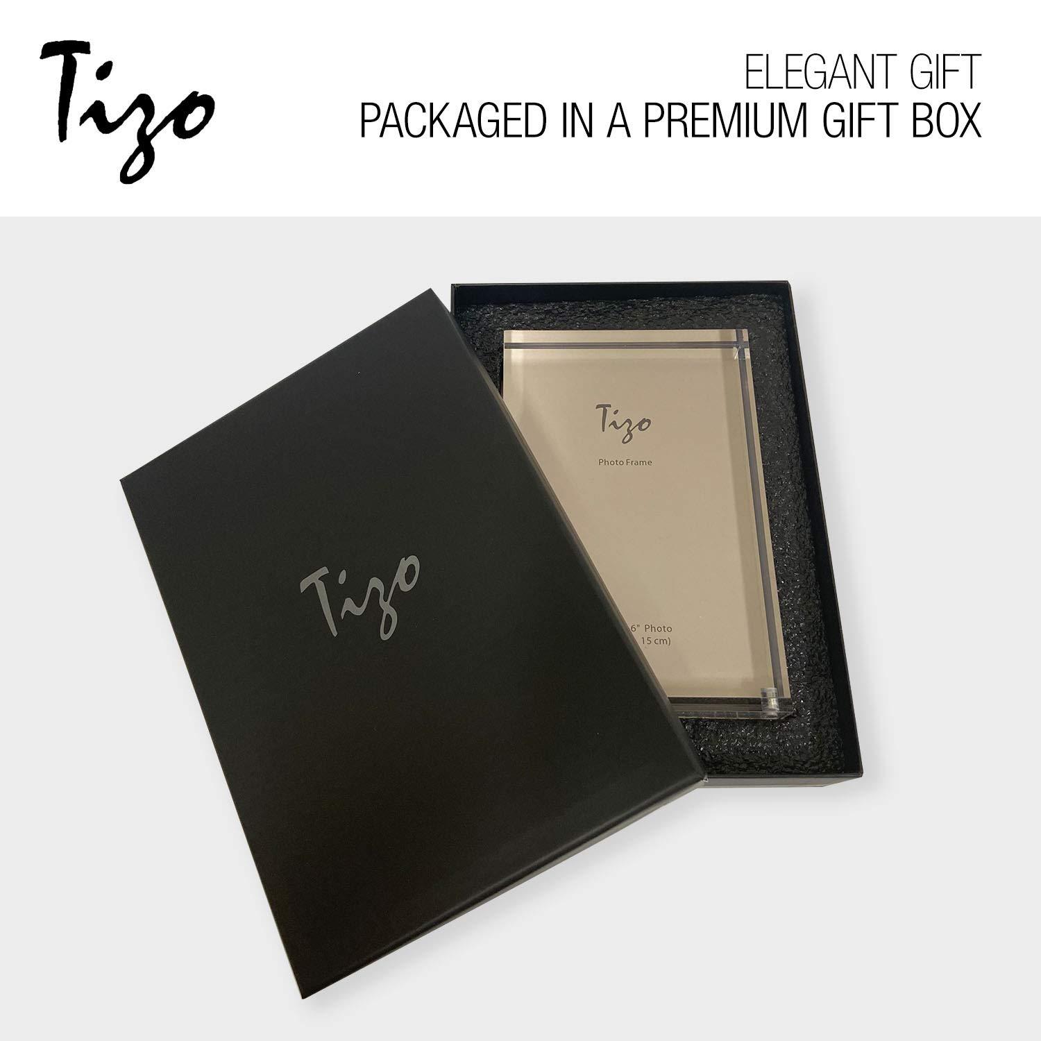 TIZO Design Vertical 4x6 Lucite Picture Frame, Durable 1 Inch Thick Clear Lucite Magnetic Closures, Elegant & Practical Boutique Quality Photo Frame (Multiple Colors Available) (With Gift Box)