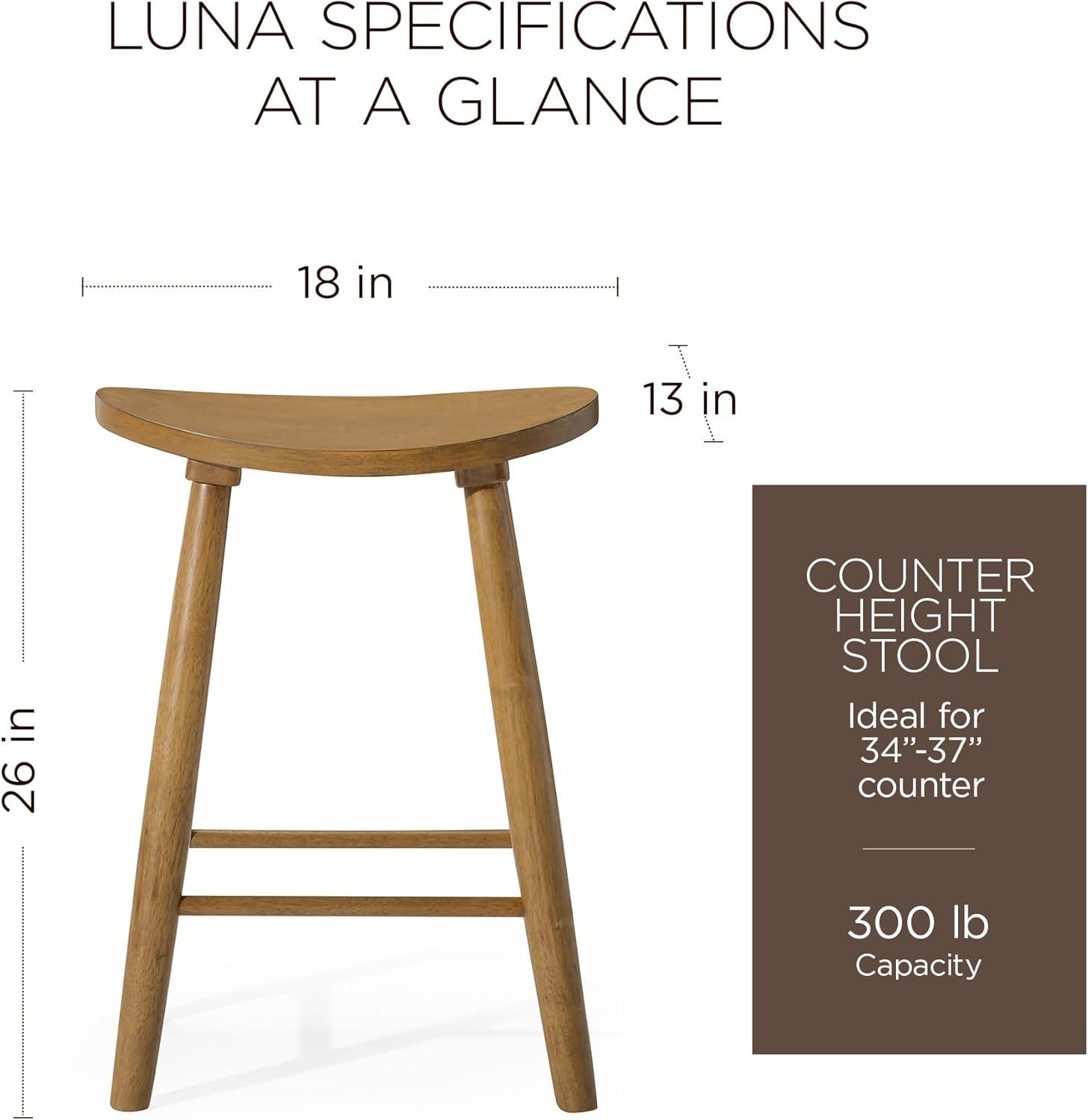 Luna 26" Rustic Natural Wood Backless Saddle Stools, Set of 3